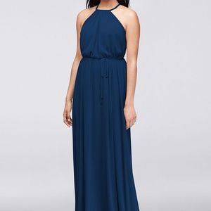 Navy Mesh Halter dress